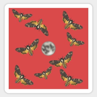 Death's Head Moth and Moons Scarlet Sticker